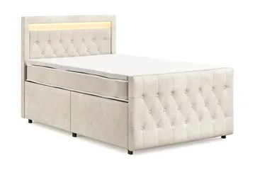 Franco Light täydellinen sänkypaketti säilytystilalla ja LED-valaistuksella 120x200 cm - Beige - Huonekalut - Sänky - Sänkypaketti