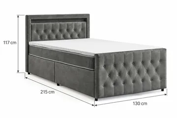 Franco Light täydellinen sänkypaketti säilytystilalla ja LED-valaistuksella 120x200 cm - Harmaa - Huonekalut - Sänky - Sänkypaketti