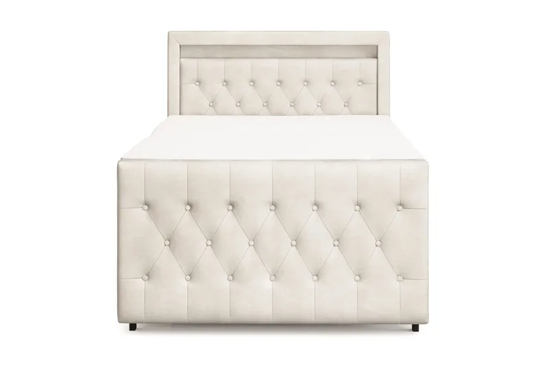 Franco Light täydellinen sänkypaketti säilytystilalla LED-valaistus 120x200 cm - Beige - Huonekalut - Sänky - Sänkypaketti