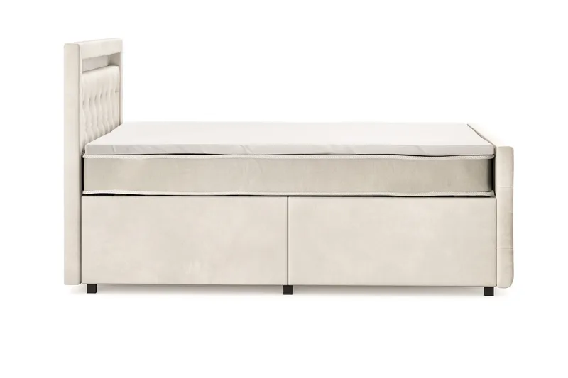Franco Light täydellinen sänkypaketti säilytystilalla LED-valaistus 120x200 cm - Beige - Huonekalut - Sänky - Sänkypaketti