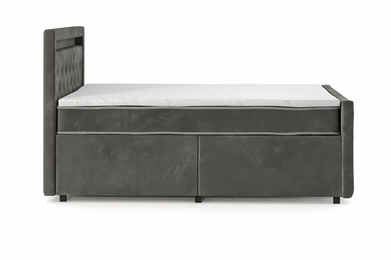 Franco Light täydellinen sänkypaketti säilytystilalla LED-valaistus 120x200 cm - Harmaa - Huonekalut - Sänky - Sänkypaketti