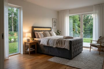 Franco Light täydellinen sänkypaketti säilytystilalla LED-valaistus 120x200 cm - Harmaa - Huonekalut - Sänky - Sänkypaketti