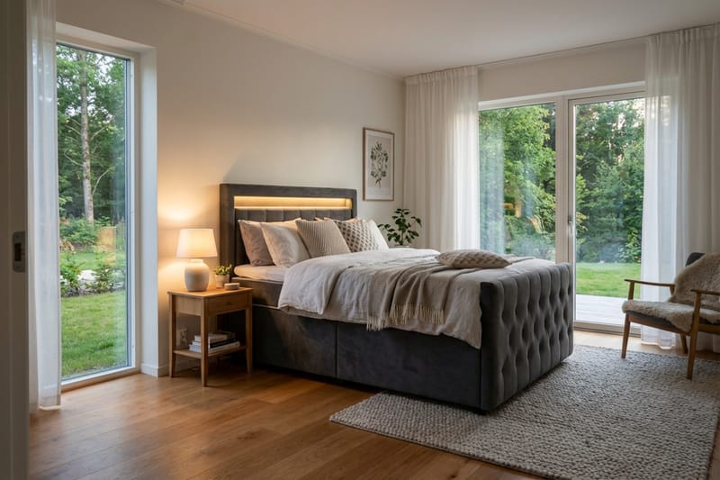 Franco Light täydellinen sänkypaketti säilytystilalla LED-valaistus 120x200 cm - Harmaa - Huonekalut - Sänky - Sänkypaketti