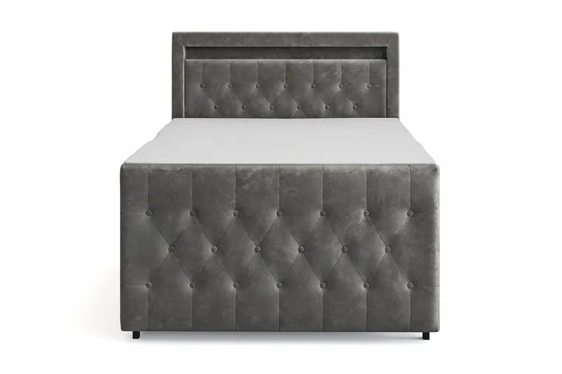 Franco Light täydellinen sänkypaketti säilytystilalla LED-valaistus 120x200 cm - Harmaa - Huonekalut - Sänky - Sänkypaketti