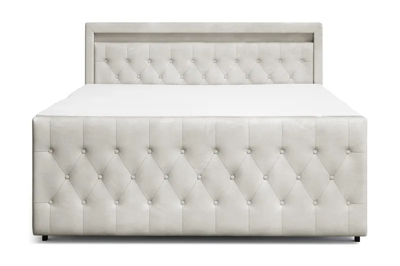 Franco Light täydellinen sänkypaketti säilytystilalla LED-valaistus 180x200 cm, Beige