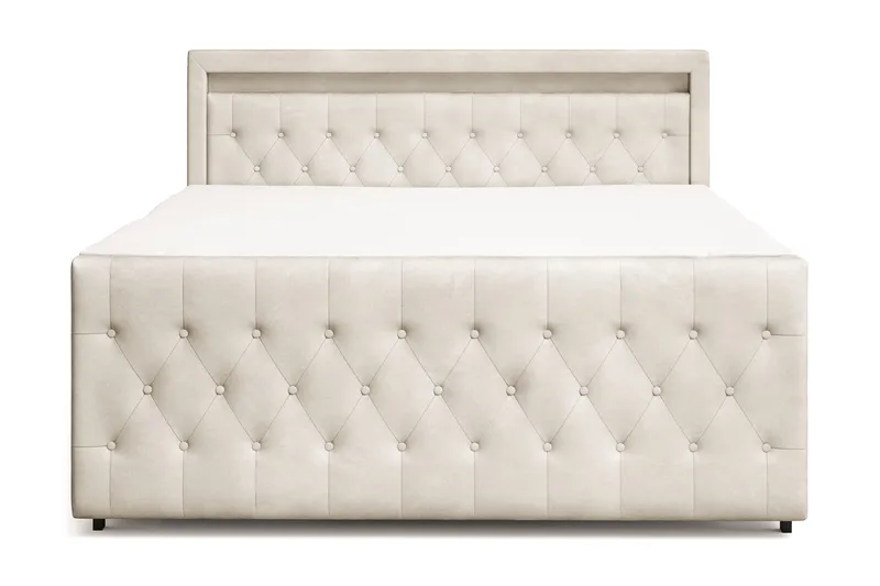 Franco Light täydellinen sänkypaketti säilytystilalla LED-valaistus 180x200 cm, Beige