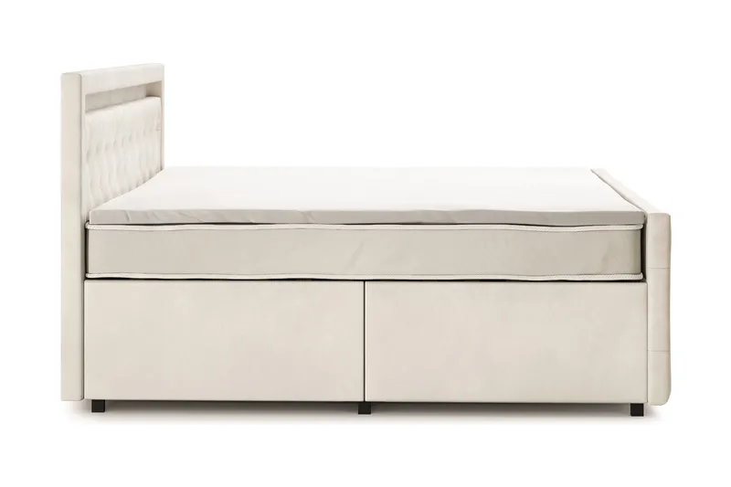 Franco Light täydellinen sänkypaketti säilytystilalla LED-valaistus 180x200 cm - Beige - Huonekalut - Sänky - Sänkypaketti