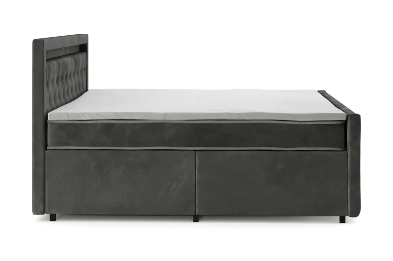 Franco Light täydellinen sänkypaketti säilytystilalla LED-valaistus 180x200 cm - Harmaa - Huonekalut - Sänky - Sänkypaketti