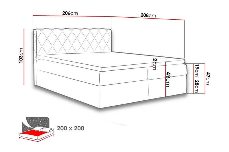 Gabin sängpaketti kontinentalsänky 200x200 cm - Vihreä - Huonekalut - Sänky - Sängyt säilytystilalla