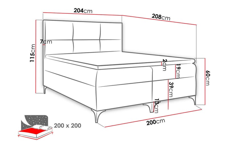 Galtebol Sängpaketti Kontinentalsänky 200x200 cm - Sininen - Huonekalut - Sänky - Sängyt säilytystilalla