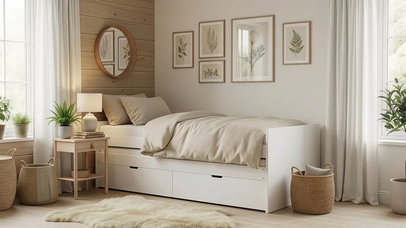 Granvik Sängynrunko 90x200 cm ulosvedettävä, lisävuode ja säilytystila, 2 patjaa sisältyy - Valkoinen - Huonekalut - Sänky - Sänkykehikot & sängynrungot