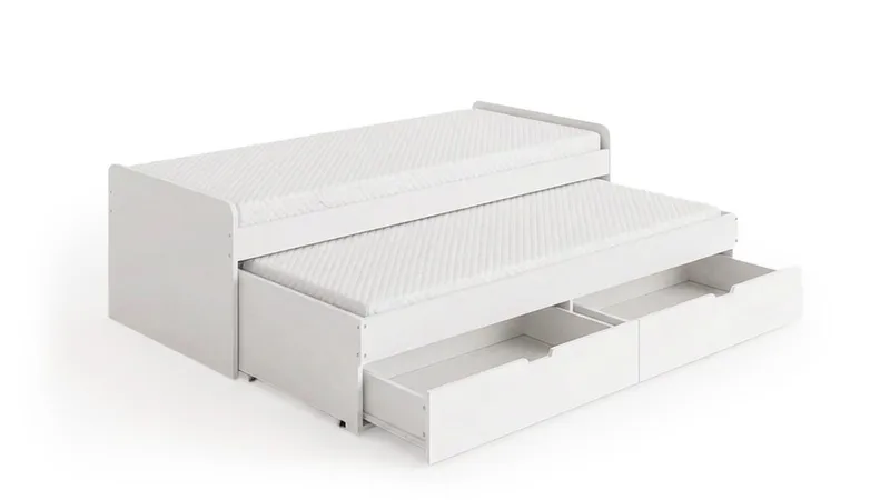 Granvik Sängynrunko 90x200 cm ulosvedettävä, lisävuode ja säilytystila, 2 patjaa sisältyy - Valkoinen - Huonekalut - Sänky - Sänkykehikot & sängynrungot