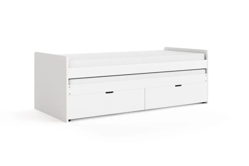 Granvik Sängynrunko 90x200 cm ulosvedettävä, lisävuode ja säilytystila, 2 patjaa sisältyy - Valkoinen - Huonekalut - Sänky - Sänkykehikot & sängynrungot