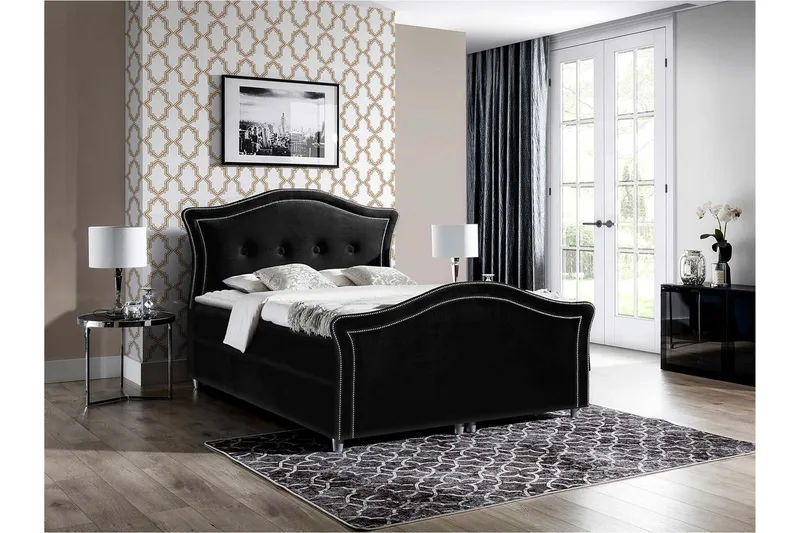 Hestra Lux sängpaketti kontinentalsänky 180x200 cm - Musta - Huonekalut - Sänky - Sängyt säilytystilalla