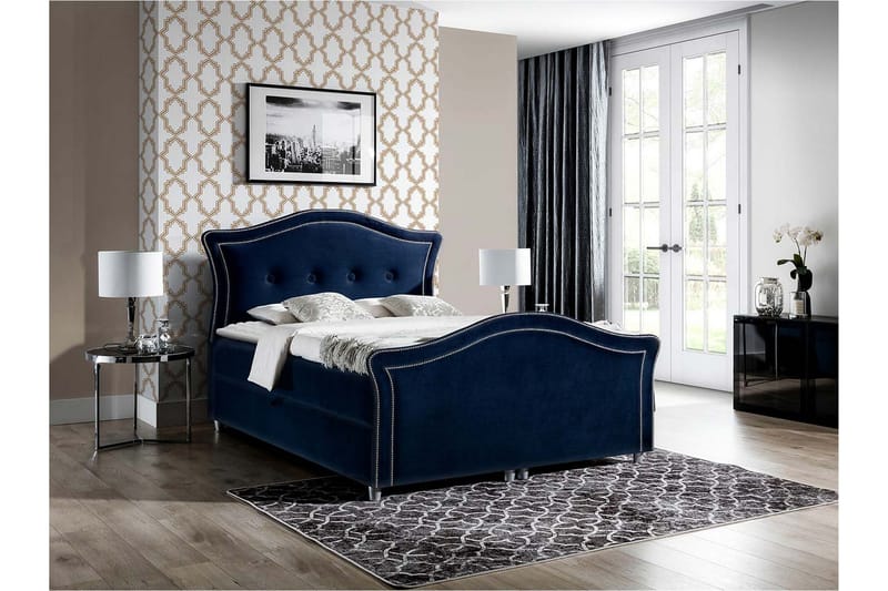 Hestra Lux sängpaketti kontinentalsänky 200x200 cm - Sininen - Huonekalut - Sänky - Sängyt säilytystilalla