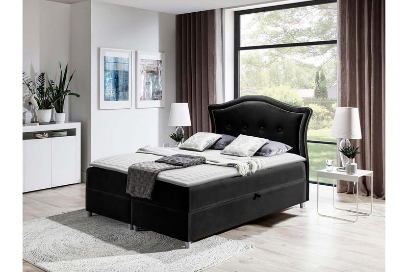 Hestra Sängpaketti Kontinentalsänky 120x200 cm - Musta - Huonekalut - Sänky - Sängyt säilytystilalla