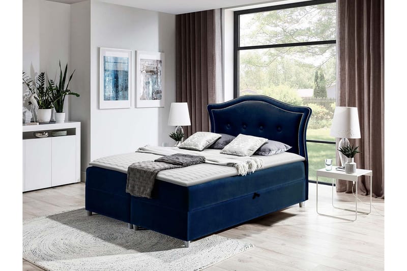 Hestra Sänkypaketti Kontinentalsänky 140x200 cm - Sininen - Huonekalut - Sänky - Sängyt säilytystilalla