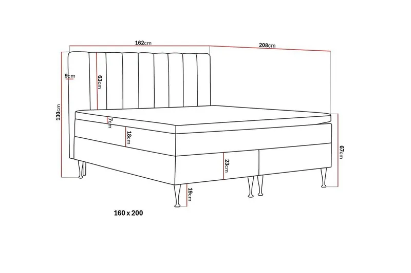 Hilton High Täydellinen Sänkypaketti 160x200 cm - Harmaa - Huonekalut - Sänky - Parisänky
