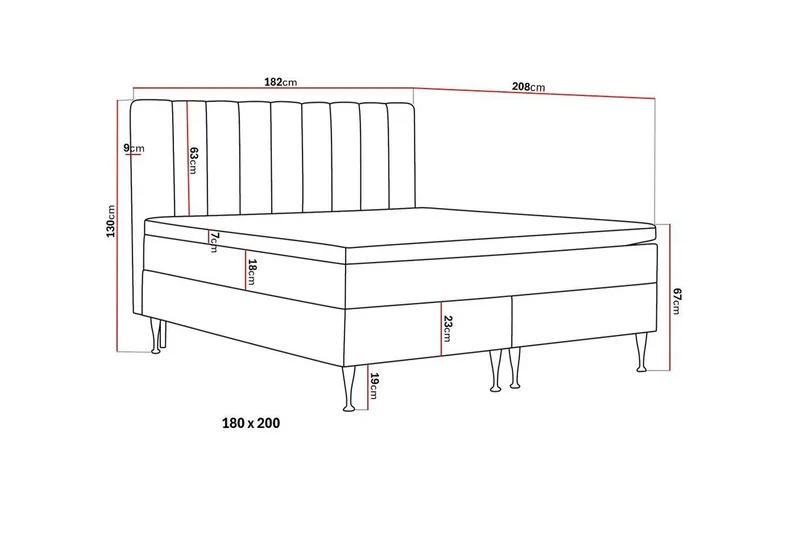 Hilton High Täydellinen Sänkypaketti 180x200 cm - Antrasiitti - Huonekalut - Sänky - Parisänky