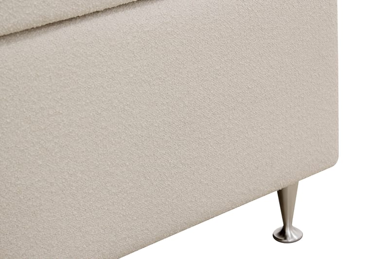 Hilton luksus Täydellinen Sänkypaketti 160x200 cm Jenkkisänky nappikoristellulla sängynpäädyllä bouclé-kankaalla - Norsunluunvalkoinen / Bouclé - Huonekalut - Sänky - Jenkkisängyt