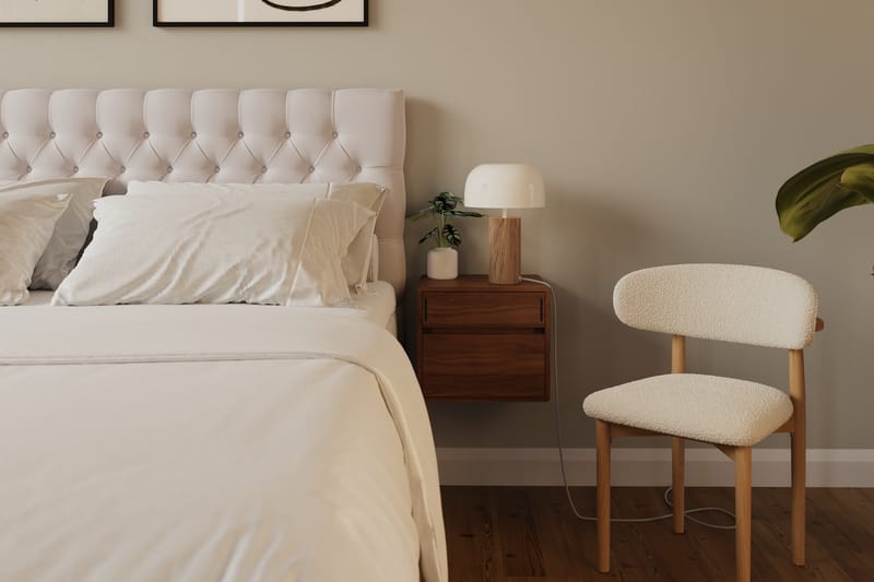 Hilton luksus Täydellinen Sänkypaketti 160x200 cm Jenkkisänky nappikoristellulla sängynpäädyllä sametista - Beige / Sametti - Huonekalut - Sänky - Jenkkisängyt