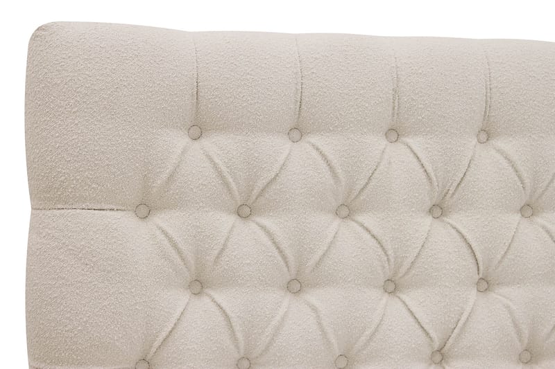 Hilton luksus Täydellinen Sänkypaketti 180x200 cm Jenkkisänky nappikoristellulla sängynpäädyllä bouclé-kankaalla - Norsunluunvalkoinen / Bouclé - Huonekalut - Sänky - Jenkkisängyt