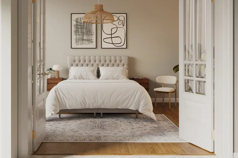 Hilton Lyx Sänkypaketti 160x200 cm Jenkkisänky napitetulla sängynpäädyllä - Beige - Huonekalut - Sänky - Parisänky