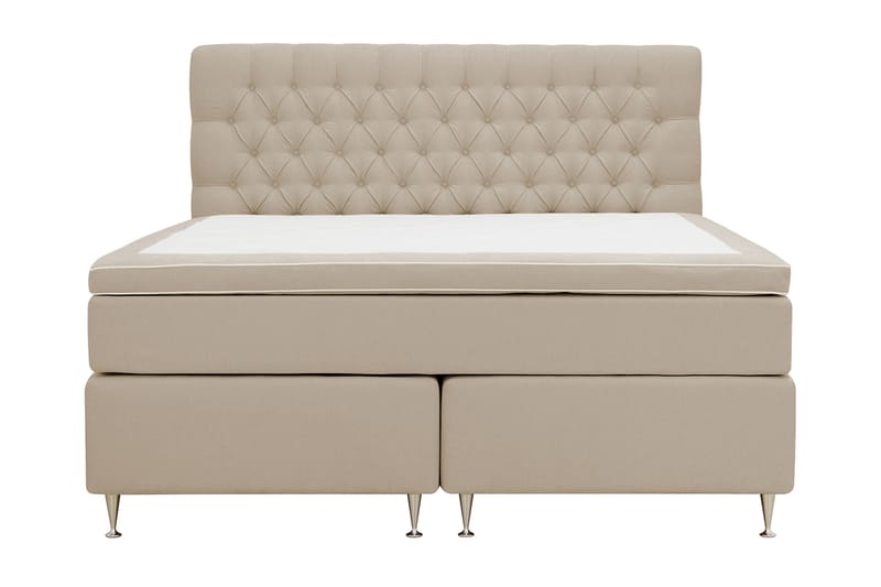 Hilton lyx Sänkypaketti 160x200 cm Jenkkisänky napitetulla sängynpäädyllä - Beige - Huonekalut - Sänky - Jenkkisängyt
