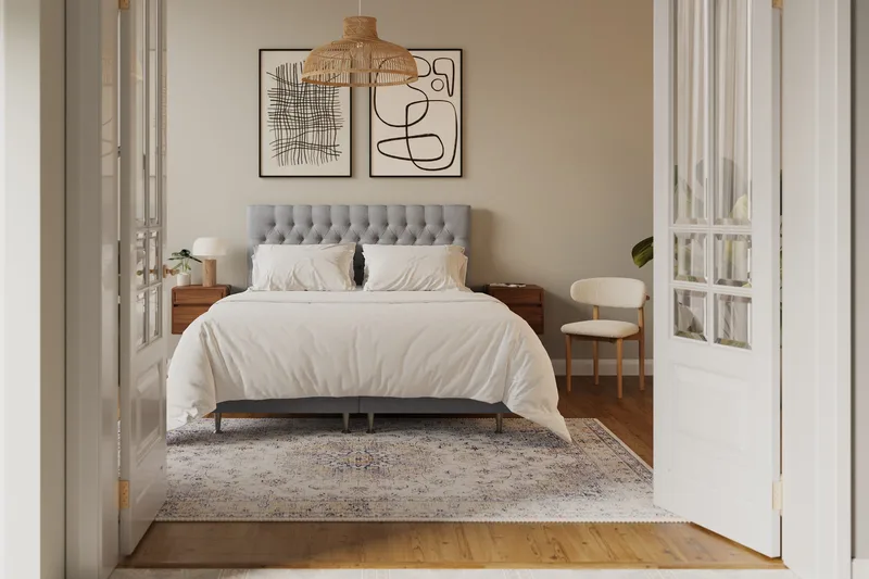 Hilton Lyx Sänkypaketti 160x200 cm Jenkkisänky napitetulla sängynpäädyllä - Harmaa - Huonekalut - Sänky - Jenkkisängyt