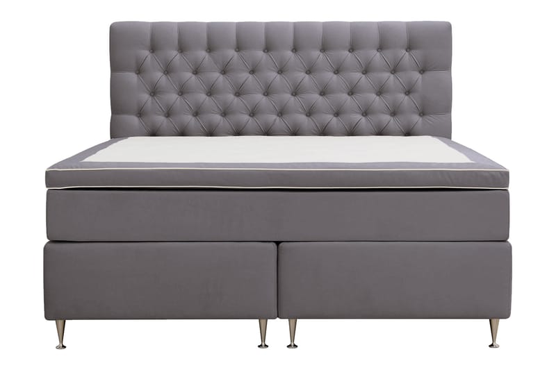 Hilton lyx Sänkypaketti 160x200 cm Jenkkisänky napitetulla sängynpäädyllä - Harmaa - Huonekalut - Sänky - Jenkkisängyt