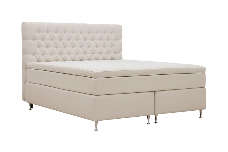 Hilton lyx Sänkypaketti 160x200 cm Jenkkisänky napitetulla sängynpäädyllä - Norsunluunvalkoinen - Huonekalut - Sänky - Jenkkisängyt