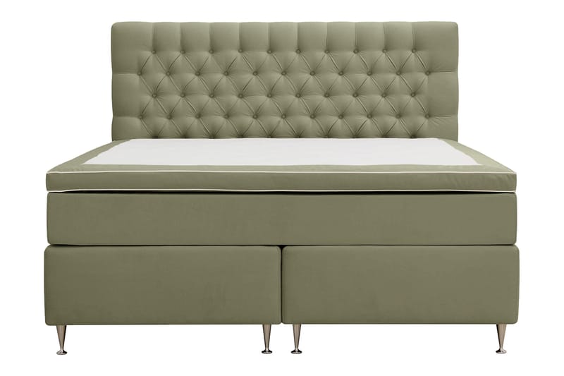 Hilton lyx Sänkypaketti 160x200 cm Jenkkisänky napitetulla sängynpäädyllä - Oliivinvihreä - Huonekalut - Sänky - Jenkkisängyt