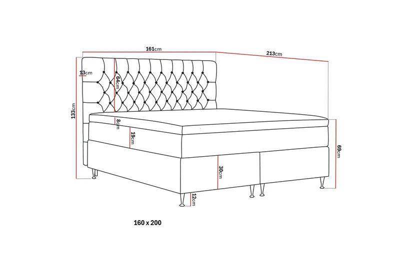 Hilton Lyx Sänkypaketti 160x200 cm Jenkkisänky napitetulla sängynpäädyllä - Vaaleabeige - Huonekalut - Sänky - Jenkkisängyt