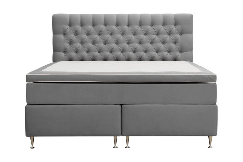 Hilton lyx Sänkypaketti 160x200 cm Jenkkisänky napitetulla sängynpäädyllä - Vaaleanharmaa - Huonekalut - Sänky - Jenkkisängyt