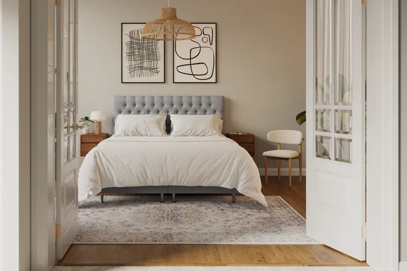 Hilton Lyx Sänkypaketti 180x200 cm Jenkkisänky napitetulla sängynpäädyllä - Harmaa - Huonekalut - Sänky - Jenkkisängyt