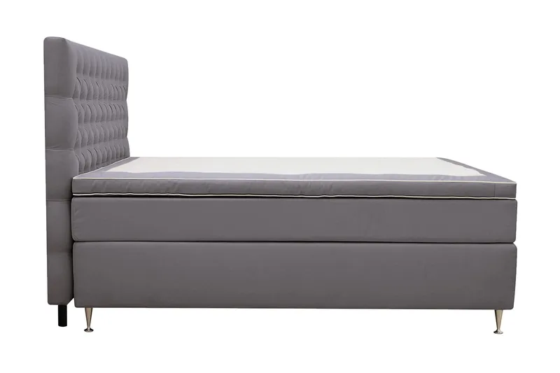 Hilton Lyx Sänkypaketti 180x200 cm Jenkkisänky napitetulla sängynpäädyllä sametissa - Harmaa - Huonekalut - Sänky - Jenkkisängyt