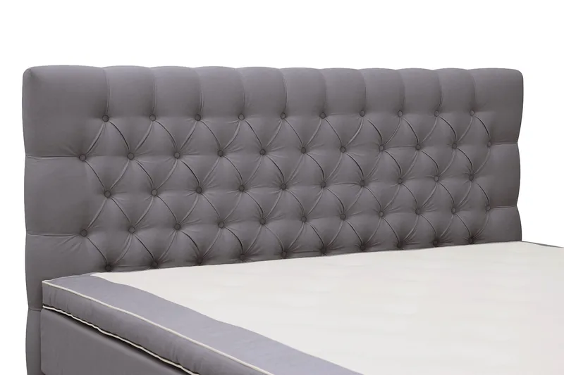 Hilton Lyx Sänkypaketti 180x200 cm Jenkkisänky napitetulla sängynpäädyllä sametissa - Harmaa - Huonekalut - Sänky - Jenkkisängyt