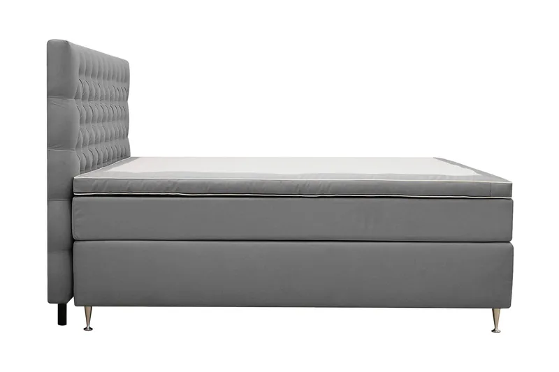 Hilton Lyx Sänkypaketti 180x200 cm Jenkkisänky napitetulla sängynpäädyllä sametissa - Vaaleanharmaa - Huonekalut - Sänky - Parisänky