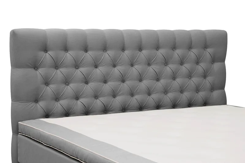 Hilton Lyx Sänkypaketti 180x200 cm Jenkkisänky napitetulla sängynpäädyllä sametissa - Vaaleanharmaa - Huonekalut - Sänky - Parisänky