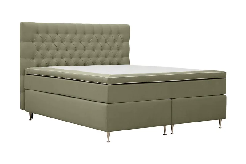 Hilton Lyx Sänkypaketti 180x200 cm Jenkkisänky napitetulla sängynpäädyllä samettia - Oliivinvihreä - Huonekalut - Sänky - Parisänky