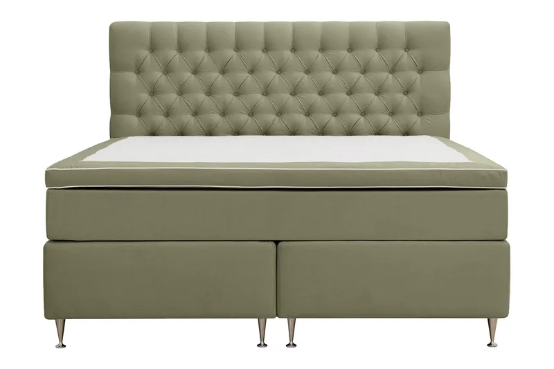 Hilton Lyx Sänkypaketti 180x200 cm Jenkkisänky napitetulla sängynpäädyllä samettia - Oliivinvihreä - Huonekalut - Sänky - Parisänky