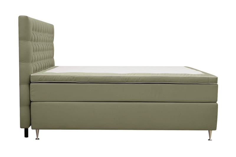 Hilton Lyx Sänkypaketti 180x200 cm Jenkkisänky napitetulla sängynpäädyllä samettia - Oliivinvihreä - Huonekalut - Sänky - Jenkkisängyt