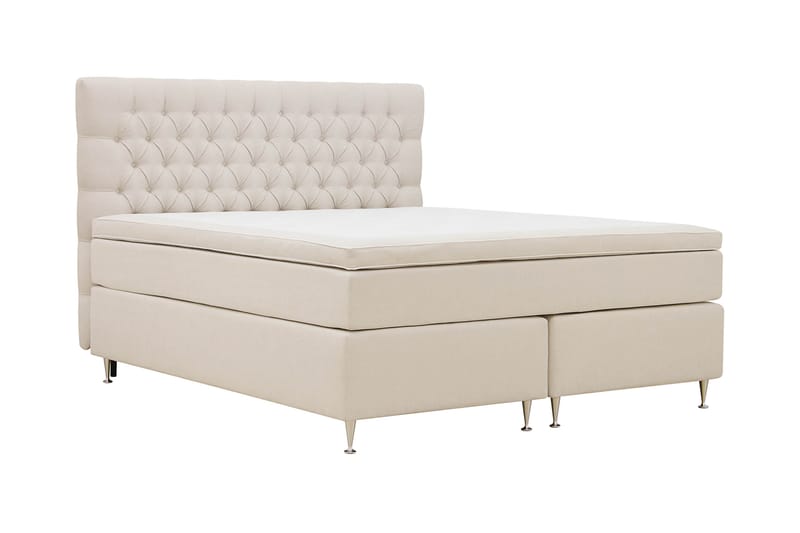 Hilton lyx Sänkypaketti 180x200 cm Jenkkisänky napitetulla sängynpäädyllä - Vaaleabeige - Huonekalut - Sänky - Jenkkisängyt