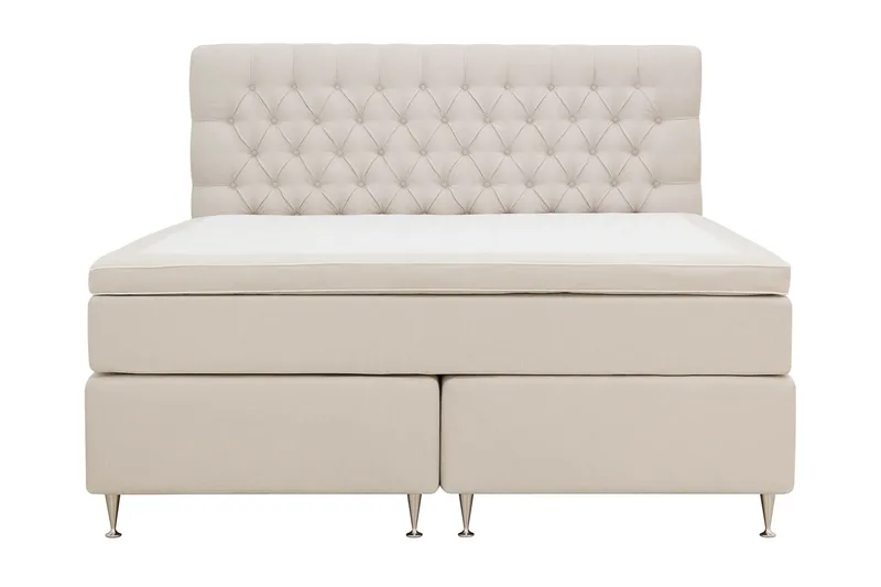 Hilton Lyx Sänkypaketti 180x200 cm Jenkkisänky napitetulla sängynpäädyllä, Vaaleabeige