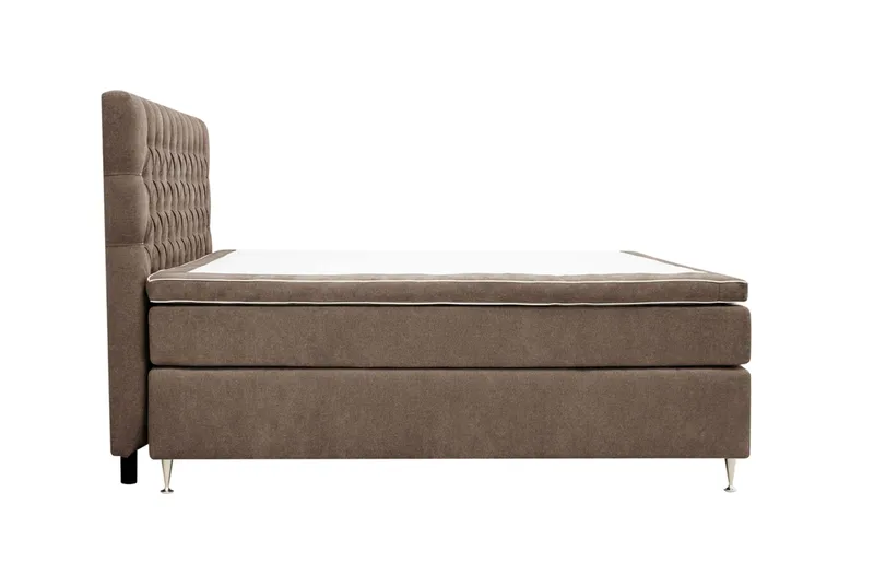 Hilton Lyx -täydellinen sänkypaketti 160x200 cm, kontinentaalisänky, jossa chenille-kankaasta valmistettu napitettu sängynpääty - Tummanruskea - Huonekalut - Sänky - Jenkkisängyt