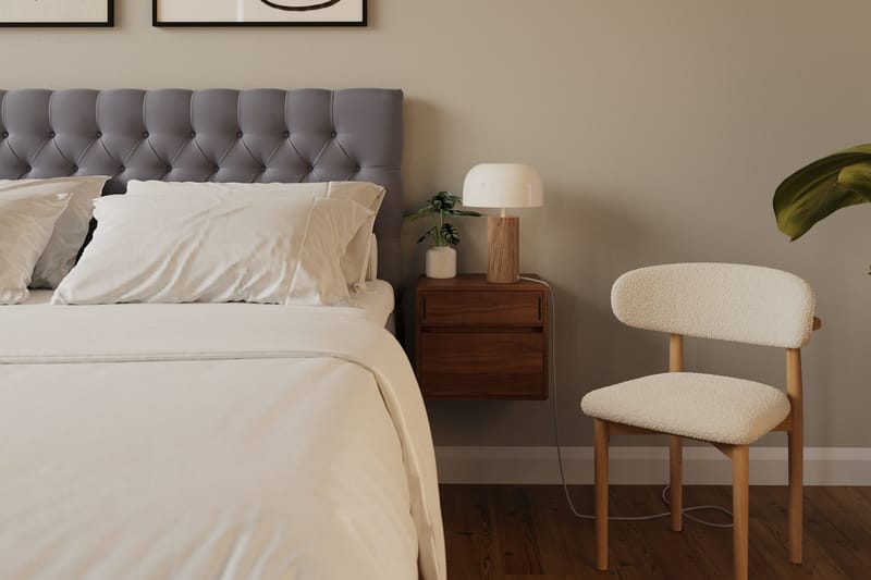 Hilton Lyx Täydellinen Sänkypaketti 160x200 cm Jenkkisänky nappikoristellulla sängynpäädyllä sametista - Harmaa / Sametti - Huonekalut - Sänky - Jenkkisängyt