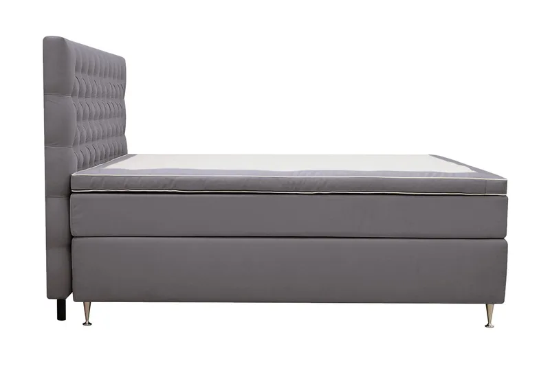 Hilton Lyx Täydellinen Sänkypaketti 160x200 cm Jenkkisänky nappikoristellulla sängynpäädyllä sametista - Harmaa / Sametti - Huonekalut - Sänky - Jenkkisängyt