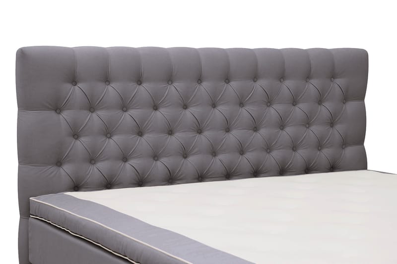 Hilton Lyx Täydellinen Sänkypaketti 160x200 cm Jenkkisänky nappikoristellulla sängynpäädyllä sametista - Harmaa / Sametti - Huonekalut - Sänky - Jenkkisängyt