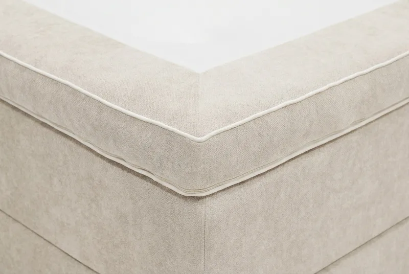 Hilton Lyx -täydellinen sänkypaketti 180x200 cm, kontinentaalisänky, jossa chenille-kankaasta valmistettu napitettu sängynpääty - Beige - Huonekalut - Sänky - Jenkkisängyt