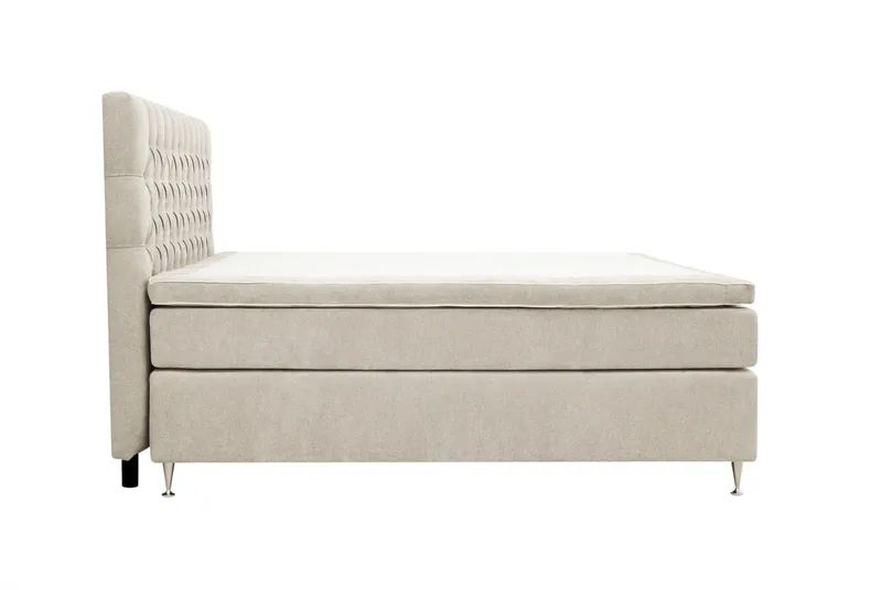 Hilton Lyx -täydellinen sänkypaketti 180x200 cm, kontinentaalisänky, jossa chenille-kankaasta valmistettu napitettu sängynpääty - Beige - Huonekalut - Sänky - Jenkkisängyt